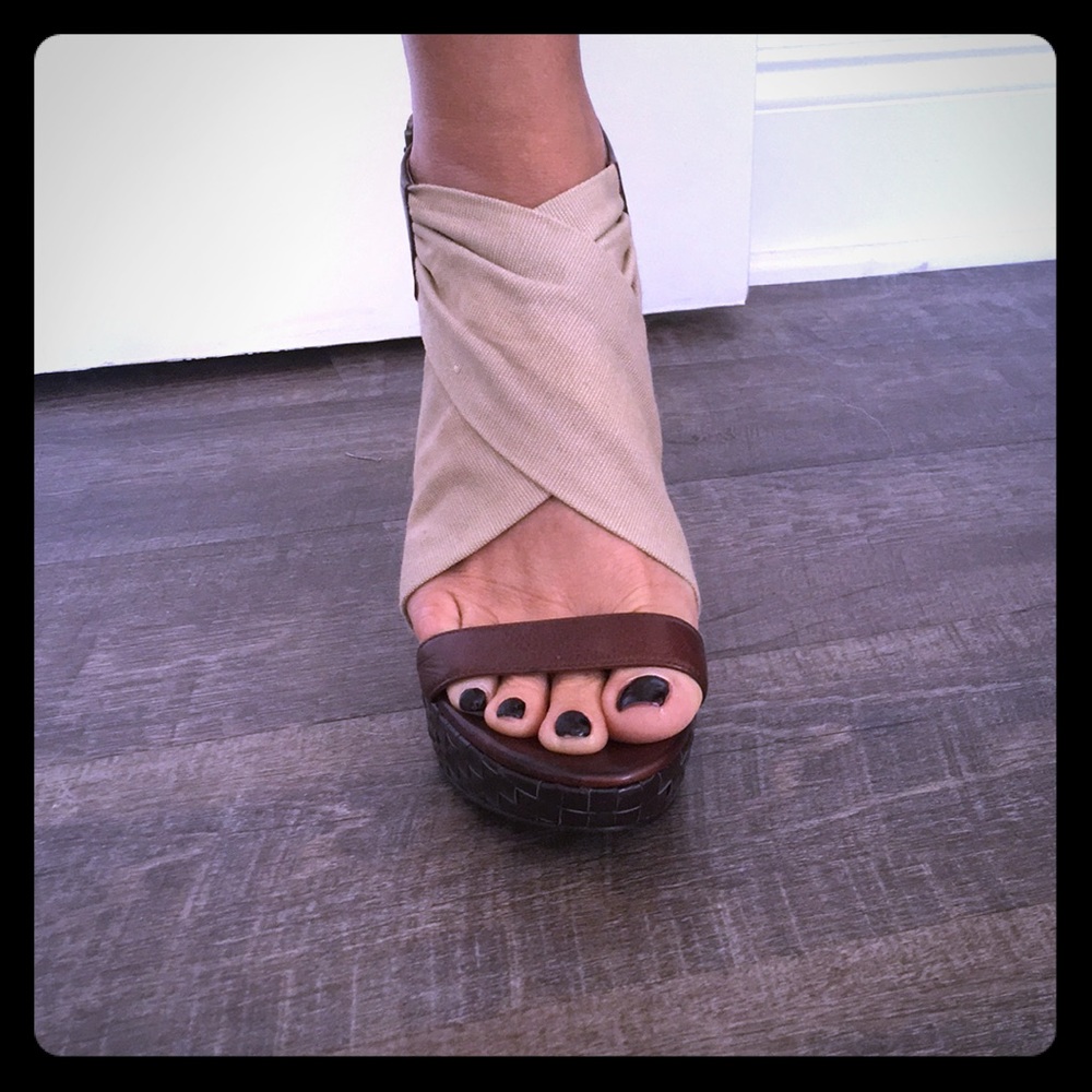 Brown and cream heels